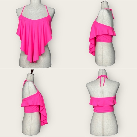 NWOT | Susana Monaco | Ruffle Halter Crop Top | Pink | Small - Picture 10 of 10